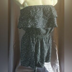 Black and White Polka Dot Off-Shoulder Romper